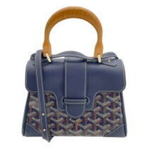 Goyard Saigon Navy Blue Coated Canvas Shoulder Bag